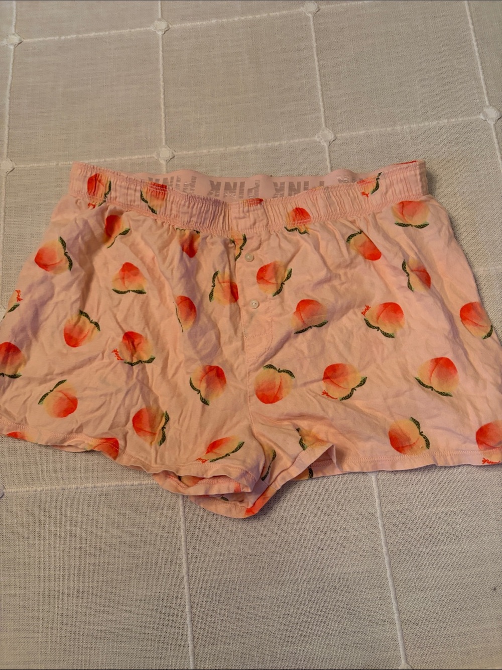 PINK Victoria's Secret Peach-Print Pink Athletic Lounge Shorts